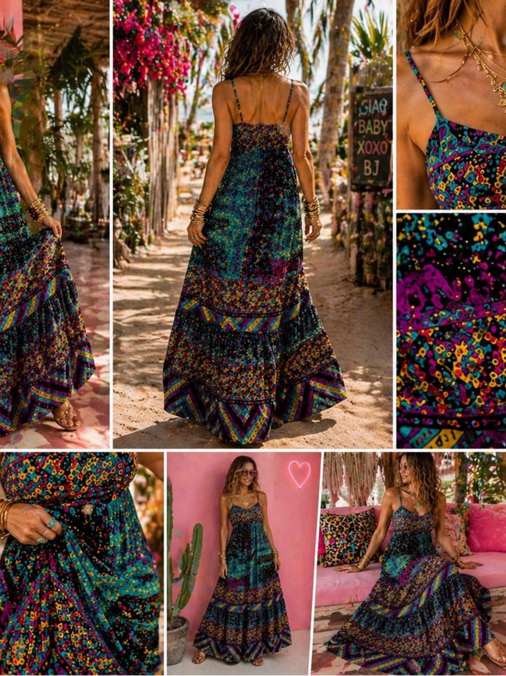 Betsey Johnson Y2K Boho Glam Maxi Dress - Picture 2 of 5